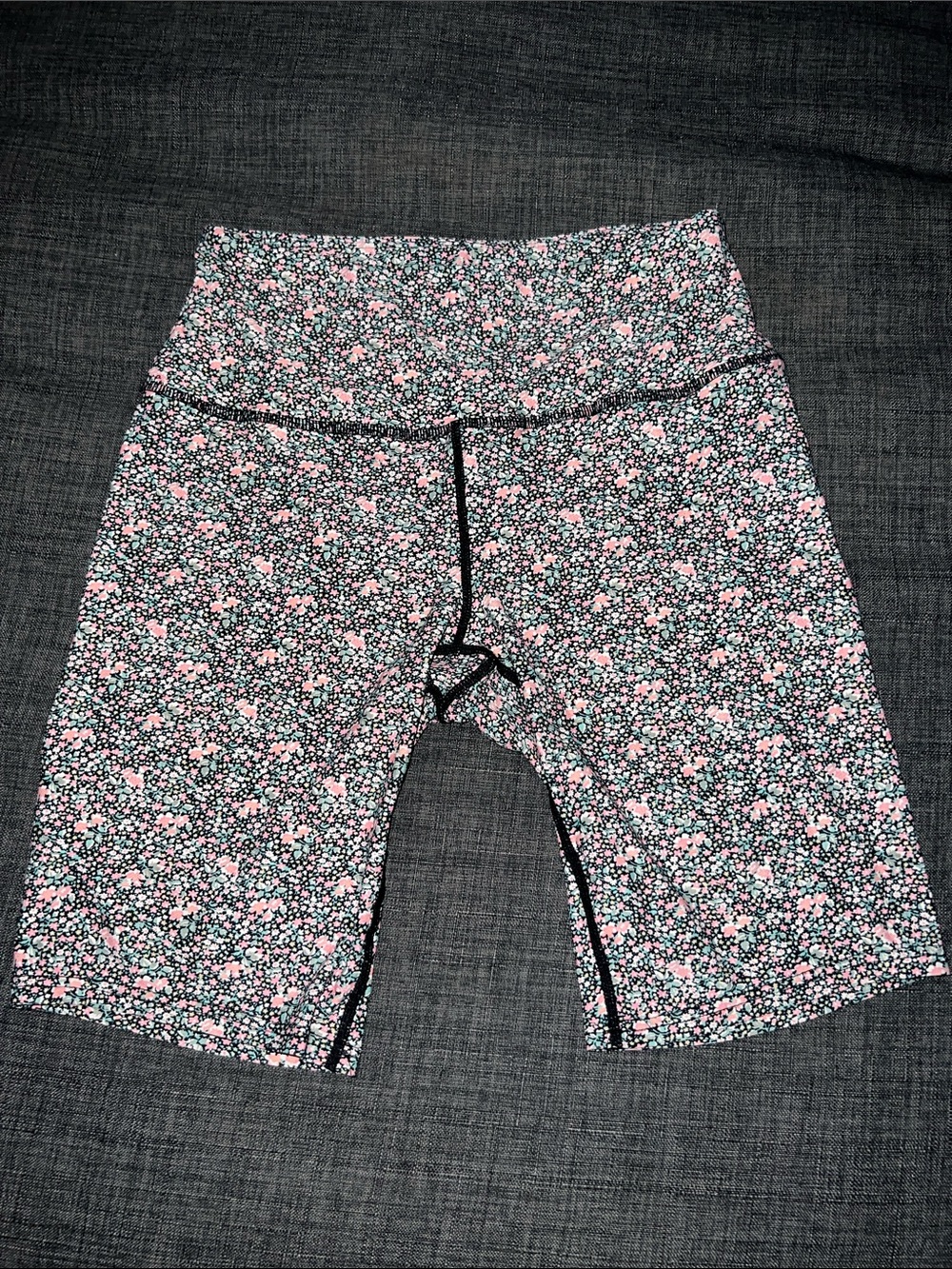 O'Neill Pink and Black Floral High-Rise Bike Shorts